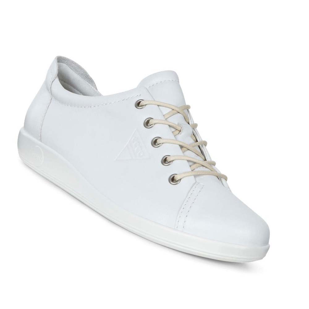 Women's Ecco Soft 2.0 Tie Sneakers White | USA 231HAP